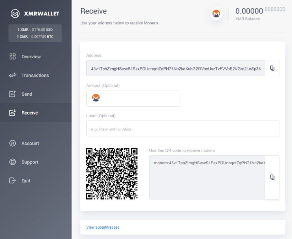 navigating xmrwallet.biz - receive monero