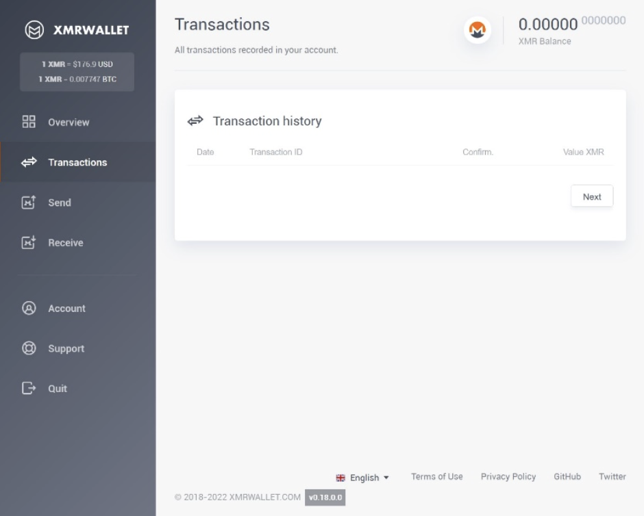 navigating xmrwallet.biz - transactions